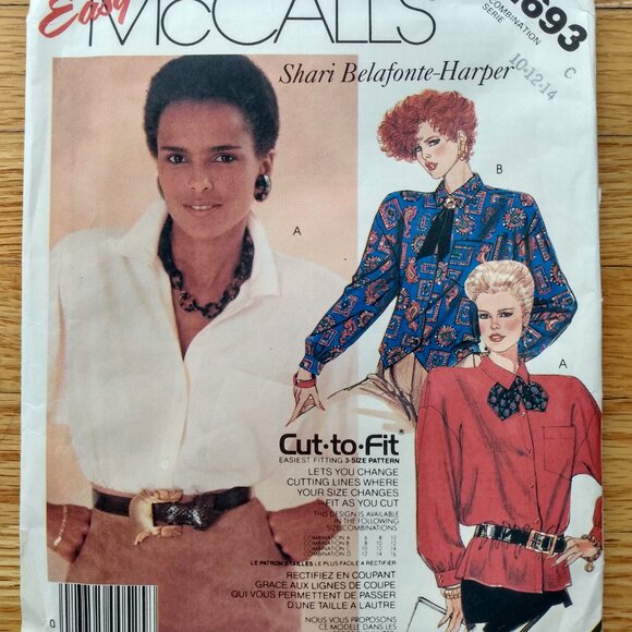 Vintage 80s Blouse Sewing Pattern Size 10-14 Shari Belafonte McCall's 2693 UNCUT - Picture 2 of 10